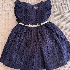 Nannette Elegant Navy Dress with White Accent